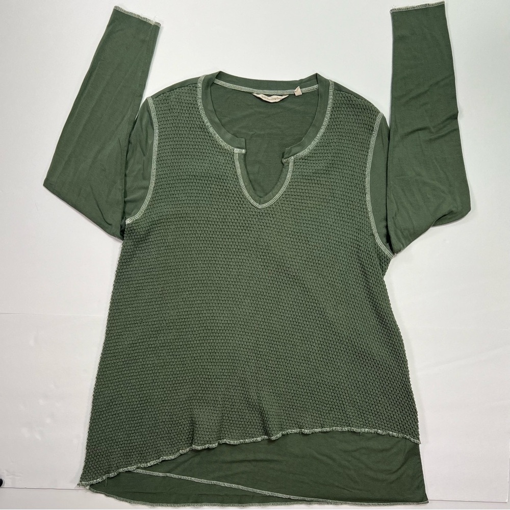 Soft Surroundings Hallie Henley Long Sleeve Asymmetrical Tunic Top - green, L
